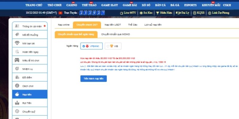 Tổng quan về hệ thống nạp tiền QH88