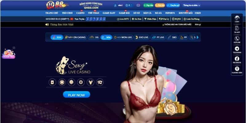 Điểm danh các sảnh chơi nổi bật trong casino QH88